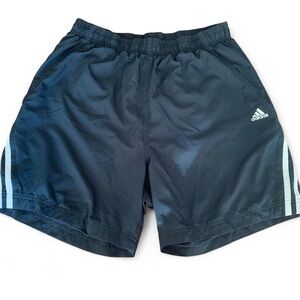 adidas Women’s Navy Athletic Shorts with White Stripes